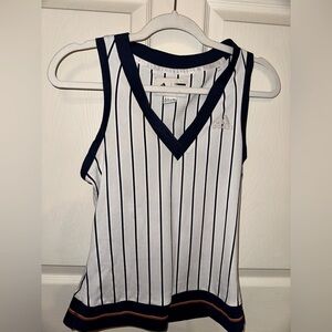 Adidas Pharrell Williams Women's Navy and White Striped Jersey Tank Top S